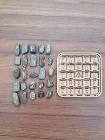 kanha Ji Green Aventurine Rune Set 25 Pcs Natural Heali...
