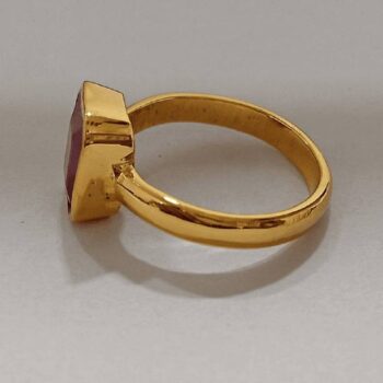 Yellow Sapphire Gemstone Gold Plated Ring With Lab Cert...