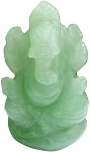 Devlink Natural Carved Green Jade Aventurine Ganesha, G...