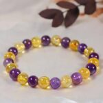 DVISHA Stone, Amethyst, Citrine + Golden Beads, Crystal...