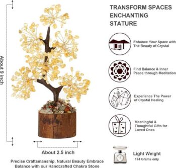 UNIQUESCRYSTAL Gemstone Money Tree Feng Shui Bonsai for...