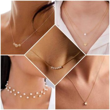 shimmerimg Beautiful Pack of 5 necklace combo for women...