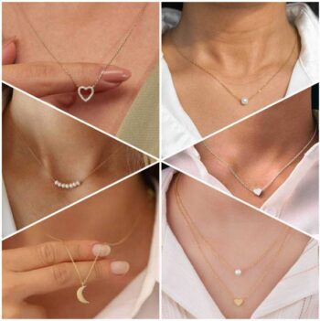 Necklace Chain Pendant For women & Girls Pearl Brass Ch...