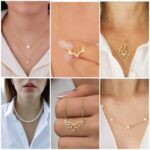 Korean Design Stone Décor Simple Square Shell Pendant N...