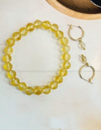 Citrine Faceted Bracelet And Drop Earring Set