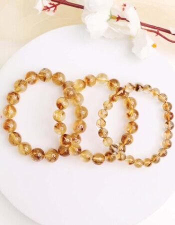 Citrine Bracelet In Round Beads ( Dark )