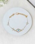Citrine Chips Hamsa Hand Charm Chain Bracelet