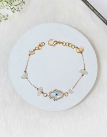 Citrine Chips Hamsa Hand Charm Chain Bracelet