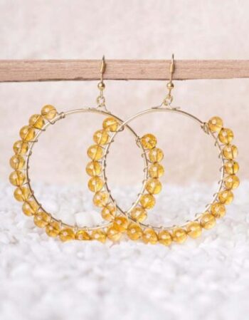 Citrine Beads Hook Earring