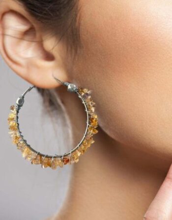 Citrine Chips Huggie Hoops Earring