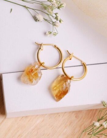 Citrine Raw Hoop Earring