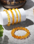 Citrine Heated Round Beads Bracelet
