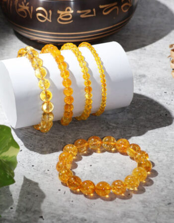 Citrine Heated Round Beads Bracelet