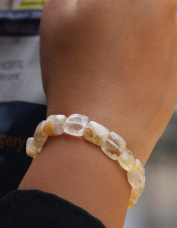 Citrine Square Shape Beads Bracelet