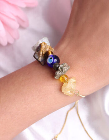 Wealth Bracelet In Raw Stone, Evil Eye Protection