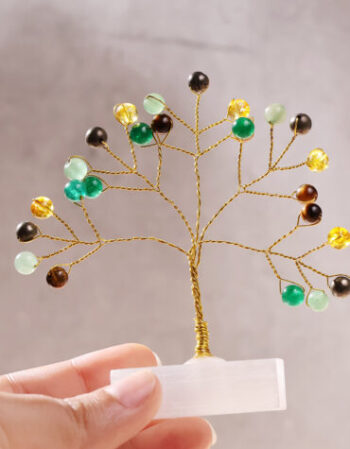 Wealth Beads, Selenite Raw Root Tree