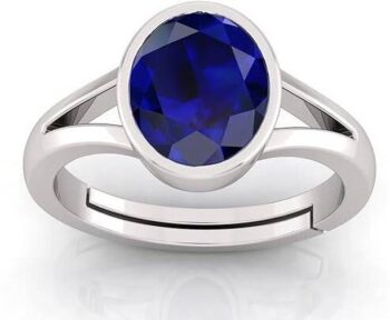 14.25 Ratti Neelam, Blue Sapphire Gemstone Ring With La...