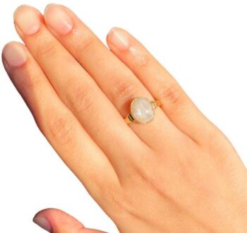 Natural Silver Plated Adjustable Ring White Cubiz-Zirco...
