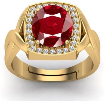Ruby Manik Gemstone Wt 6.25 Ratti Dhatu Silver Coated A...
