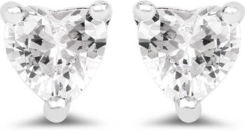White Cubic Zirconia .925 Sterling Silver Heart Shape E...