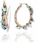 Silver Tone Blue & Ruby Pink Carved Stone Studded Drop ...