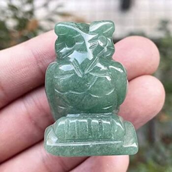 SS Murti 2" Inches Green Aventurine Crystal Owl Figurin...