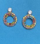 SILVER REPLICA WITH MONALISA STONE EARRINGS Crystal Sil...