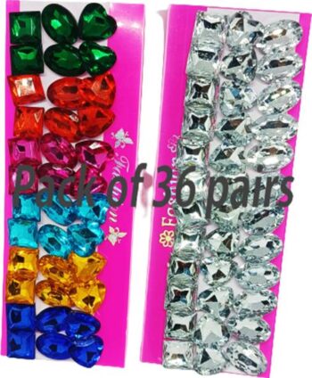 36 Pairs Colorful Crystal Rhinestone Mini Stud Earring ...