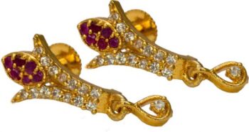 Semi-Precious Stone Drop Earrings Brass Drops & Dangler...