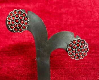 RED STONE STUD EARRING Alloy Stud Earring