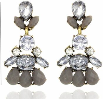 Crystal Dual Tone Grey Earring For Women Crystal Alloy ...