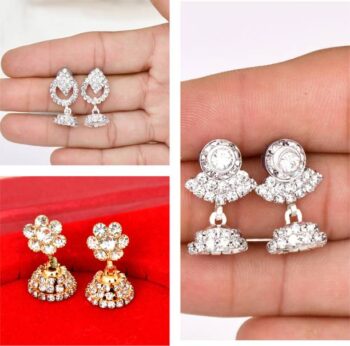 Stylish earings Diamond Steel, Stone Jhumki Earring