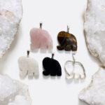 Elephant Pendants Assorted Gemstones (12BROWNSHELF)