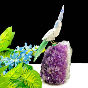 Howlite Parrot on Amethyst Cluster (Copy)