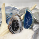 Agate Slice Double Drilled - Star and Moon Design (RK35B3)