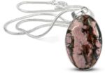 AAA Rhodonite Pendant Natural Crystal Pendant Oval Pendant