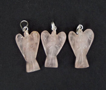 Rose Quartz Angel Pendant with Silver Tone Bail (12BROWNSHELF-73-03)