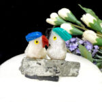 Small Crystal Birds on Pyrite Cluster/ Aragonite Log (Parrots,Eagles, Penguins)