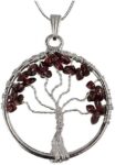 Garnet Pendant With Silver Polish Metal Chain Natural Crystal