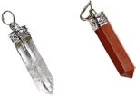 Natural Clear Quartz And Red Jasper Crystals Healing Point pendant