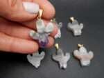 Amethyst Slice Cactus Gold Plated Bail Pendant - Druzy Cacti - (12BROWNSHELF-125-01)