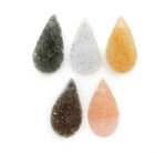 Druzy Stone - Druzy Top Center Drilled Teardrop Bead 1 or 5 pieces (RK35B16-07)