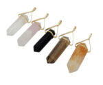 Gemstone Point Pendant with Triangle Gold Plated Cap (S88B11)