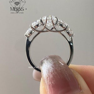 3 TCW Old Europian Cut Round Moissanite Engagement Ring Vintage Wedding Ring 14K White Gold Ring Classic Five Stone Ring  Anniversary Ring