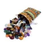 Gemstone set | Colorful mix of natural tumbled stones | Mixture of real gemstones | Practical in a colorful fabric bag