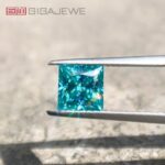 GIGAJEWE  Ocean Blue color 6.5mm 1.5ct VVS Princess Cut Excellent Quality Moissanite Loose Gemstone  by Excellent Cut  For Jewelry Making