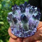 Raw Purple Phantom Ghost Crystal Cluster Rock Green Quartz Geode Cluster Mineral Specimen Collection Amethyst Cluster Home Decor Unique Gift