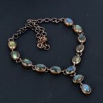 Labradorite Necklace, Natural Labradorite Jewelry, Electroformed Copper Necklace, Real Stone Jewelry, Adjustable Chain Necklace Wedding Gift