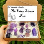 Fairy crystal set with candle, raw crystals and gemstone bottle fairy stone box, fairy crystal gift, fairy stone box and surprise bracelet