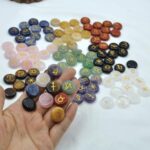 Natural Zodiac Runes of the Witch Set,Astrological Symbol?12 Stone Engraved ASTROLOGY Rune Set,Pocket Stones?Wiccan Runes